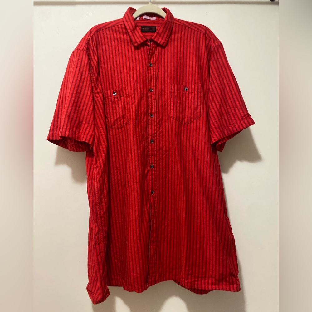 Vintage red striped shirt sleeve button up shirt